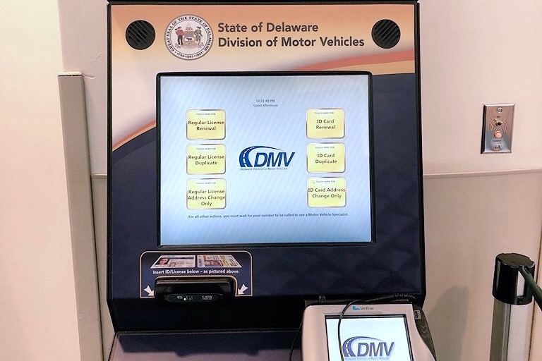 Delaware DMV kiosk welcomes visitors